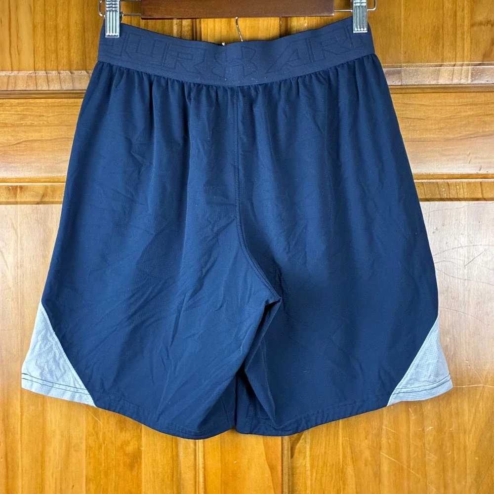 Under Armour HeatGear Mens Navy Blue Athletic Training Shorts Small Fitted